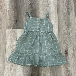 Stylish Checkered Kids Dress in Green